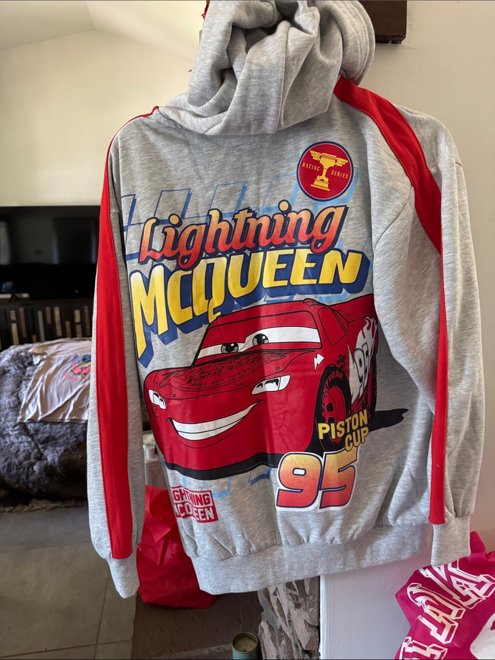 Lightning McQueen Kids Puffer Jacket - Grey & Red